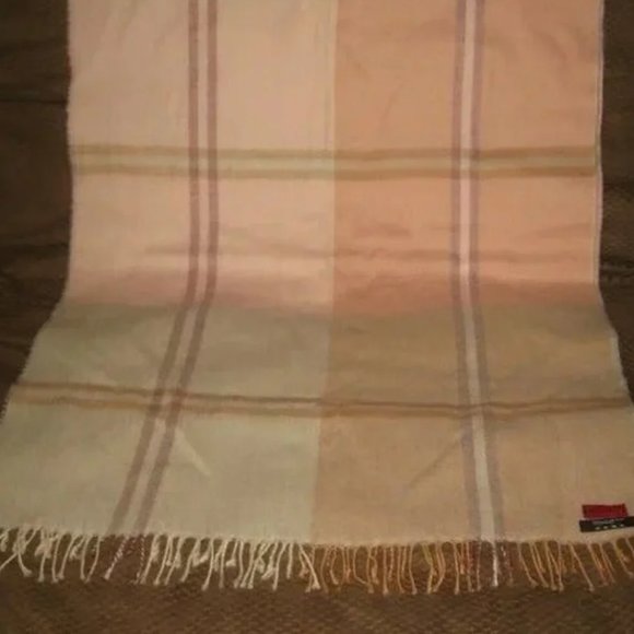❤️KENZO PARIS 100% Pink Laine Wool Nova Check Scarf Shawl Wrap